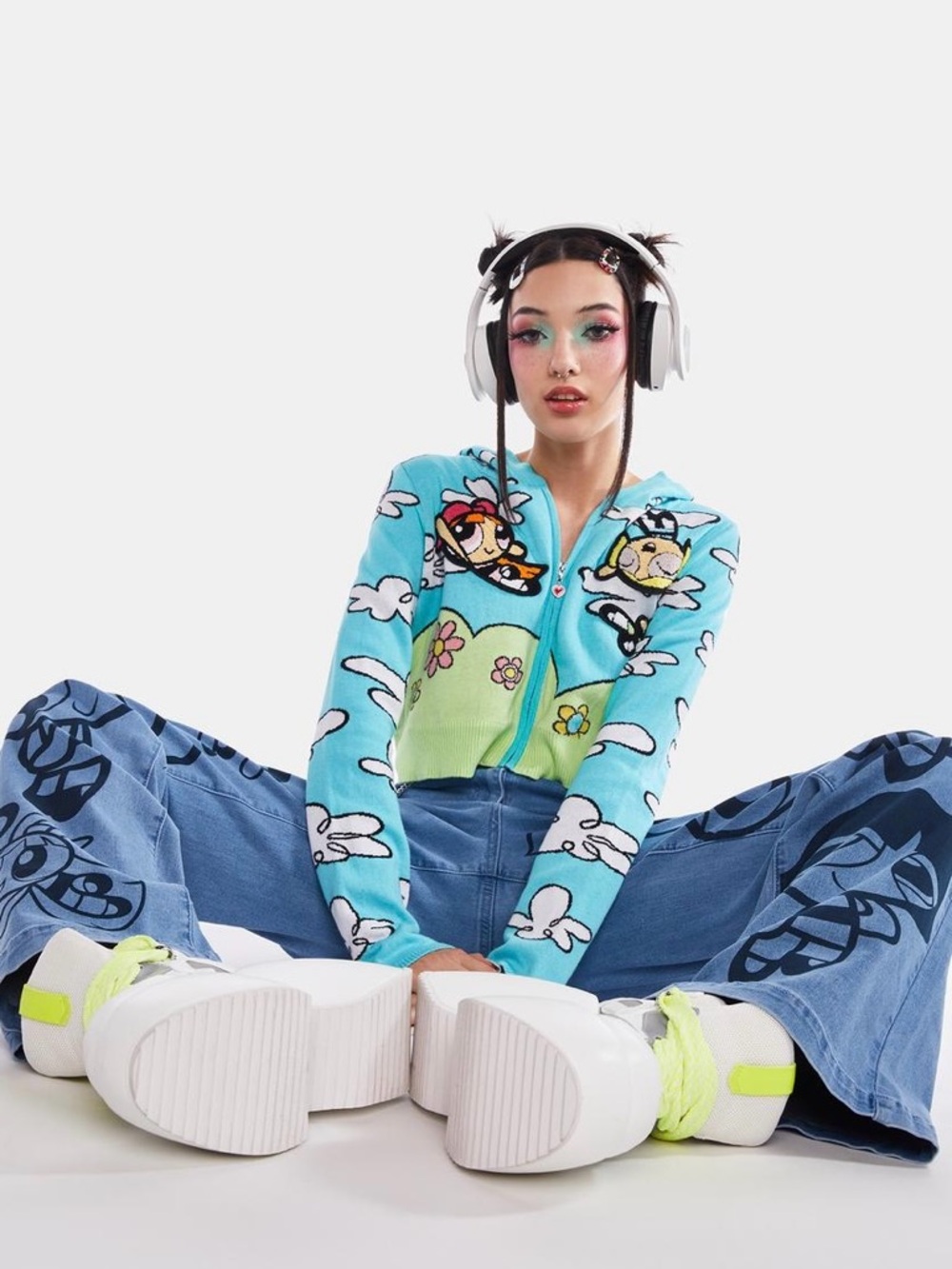 NWT - DOLLS KILL X THE POWERPUFF GIRLS SIGNAL IN THE SKY ZIP-UP HOODIE - XL - Picture 9 of 9